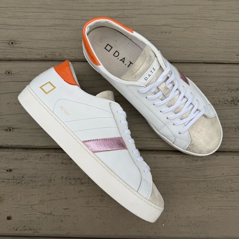 D.A.T.E. Hill Low sneakers in white calf leather shoes size 7 - Picture 3 of 16